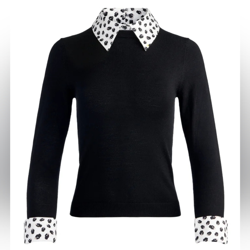Alice + Olivia Porla Wool Collared Sweater Size M